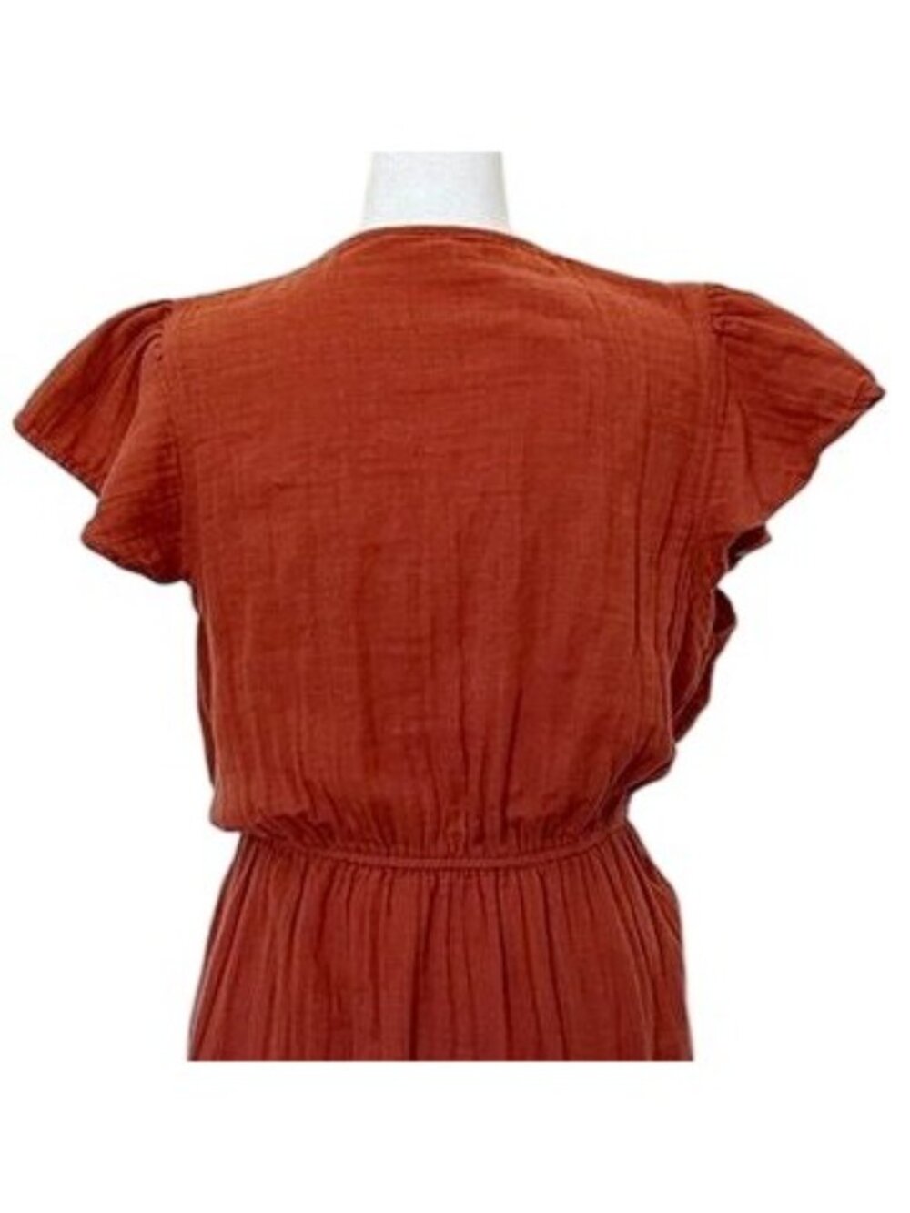 Time and Tru Women Sz L Boho Midi Dress Gauzy Cotton Terracotta Southwest Earthy - Picture 5 of 14